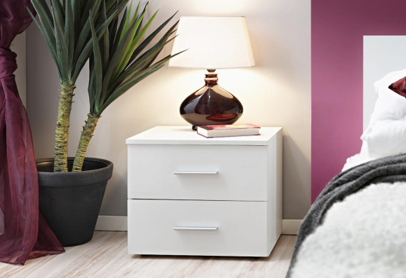 Designer Furniture Bedside table Bedroom White Furnishings Modern Luxury