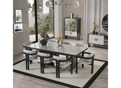 Designer Dining set Luxury Suite Dining table 8x Chairs Dining room Furniture
