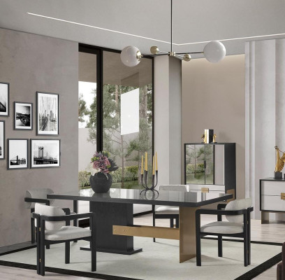 Designer Dining set Luxury Suite Dining table 8x Chairs Dining room Furniture