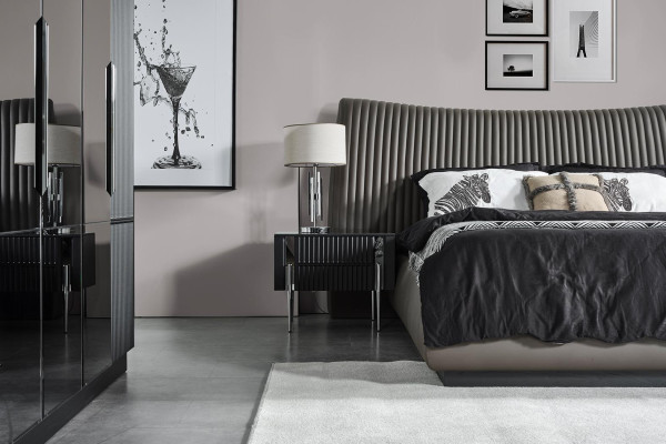 Modern Bedroom Set Designer Double bed 2x Bedside tables Wardrobe