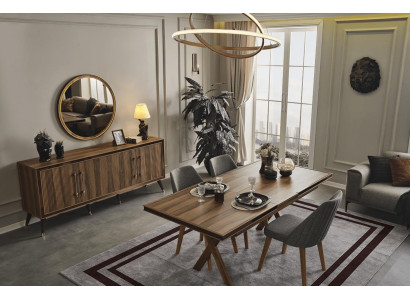 Brown Dining room Set Designer Dining room set Dining table Chairs Mirror