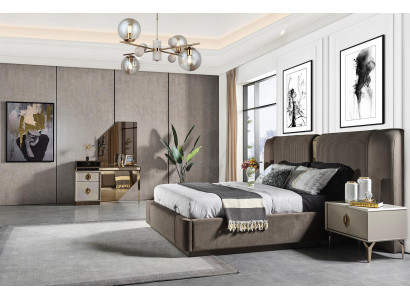 Bedroom set Designer Bed 2x Bedside tables Dressing table Mirror