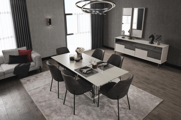 Modern dining room set luxury dining table 6x chairs designer dining set 7 pieces