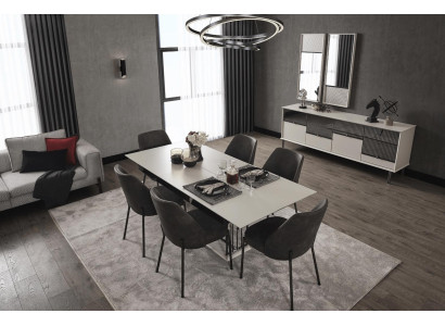 Modern dining room set luxury dining table 6x chairs designer dining set 7 pieces
