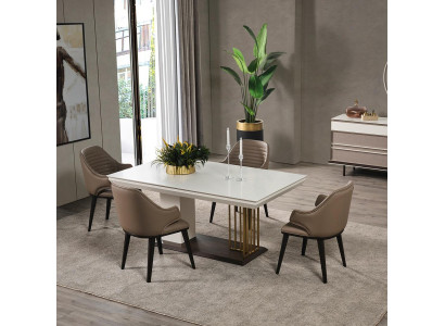 Dining room Furniture Designer Dining table 4x Chairs Complete e Suite 5-piece set