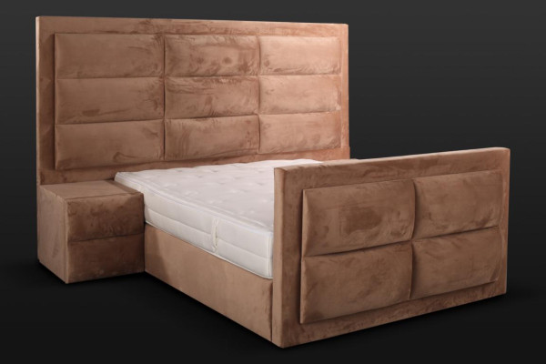 Classic s Bed Wood brown bedroom furniture design elegant Fabric new -