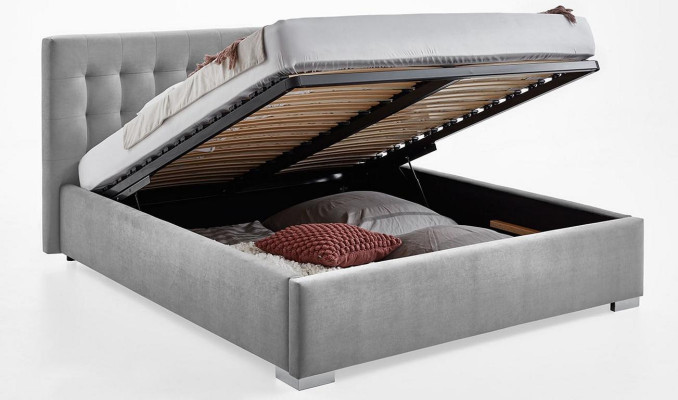 Wooden Furniture Double Gray Bedroom Design Elegant Fabric Classic Furniture -