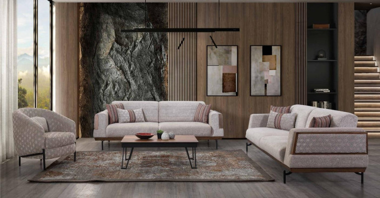 Taupe Sofa Furniture 3+3+1 Seater Living room Set Coffee table Modern Sofas