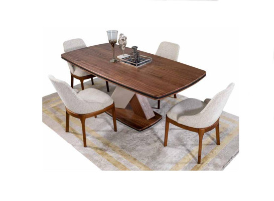 Brown-Gray Dining room Suite Dining table 4x Chairs Chest of drawers Mirror 7pcs