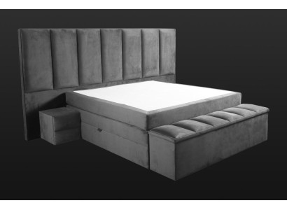 Gray Double bed +2x Bedside tables Classic s bedroom furniture design more elegant