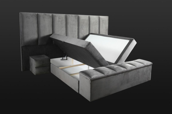 Gray Double bed +2x Bedside tables Classic s bedroom furniture design more elegant