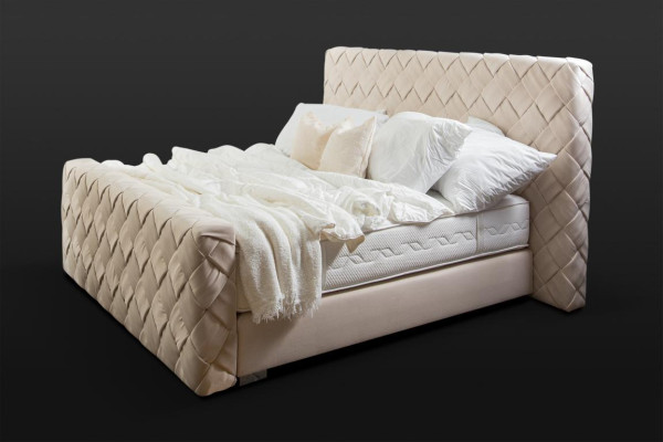 Beige Double bed Modern Bedroom Furniture Luxury Stylish Fabric Bed