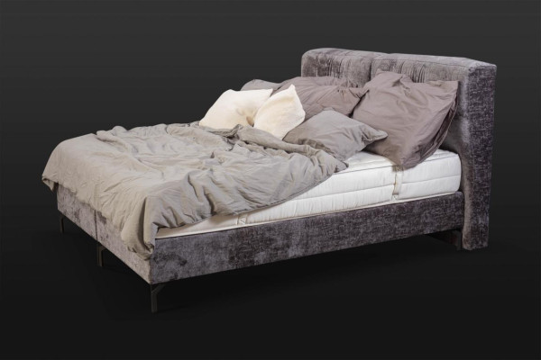 Gray double bed modern bedroom furniture designer textile beds new
