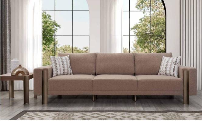 Sofa set 4+3+1 Seater Living room Set Complete Textile Sofa Armchair Wood new