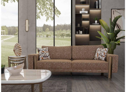 Sofa 3 Seater Brown Elegant Modern Luxury Design Wood Furniture Upholstery Fabric new