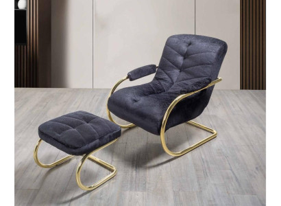 Armchair Stool Living room Design Modern Set Suite Upholstery Relax 2pcs