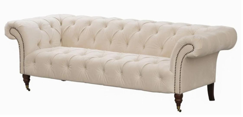 Beige Chesterfield Three Seater Modern Design Couches Fabric Sofa designer Furniture