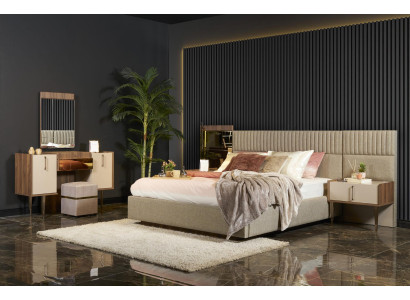 Bedroom Set Complete's Bed 2x Bedside table Dressing table Mirror Modern 5-piece