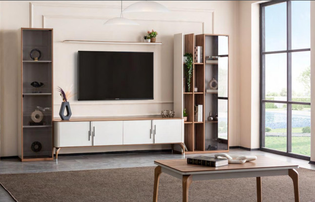 Living room Wall unit TV Lowboard Shelf Luxury Design Set 4 pcs Modern Furniture new