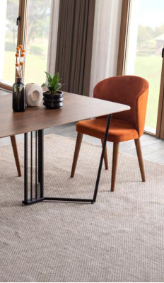 Chair Orange Dining room Modern Chairs Upholstery Fabric Design Luxury Wood new