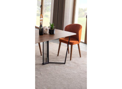 Chair Orange Dining room Modern Chairs Upholstery Fabric Design Luxury Wood new