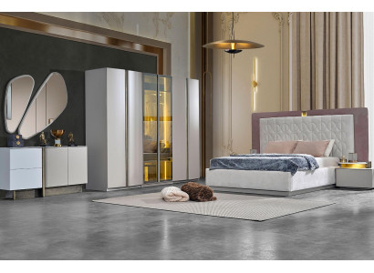 Complete e bedroom furniture double bed bed white luxury set 7 pieces wood