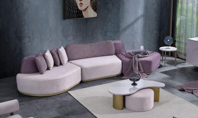 Fabric Sofas Sofa Set Large Living Landscape Pink Set 3 Piece Sofa Modern
