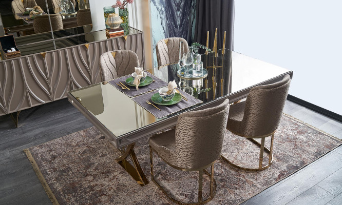 Dining set dinette Dining room Dining table Wood Brown Set 9-piece sideboard
