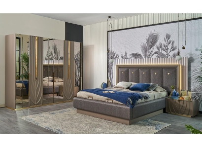 Complete e bedroom furniture double bed bed brown set 4 pieces bedside tables