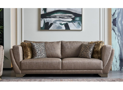 Luxury Three Seater Couch Sofa 3 Seater Brown Fabric Fabric Sofa Upholstered Sofa