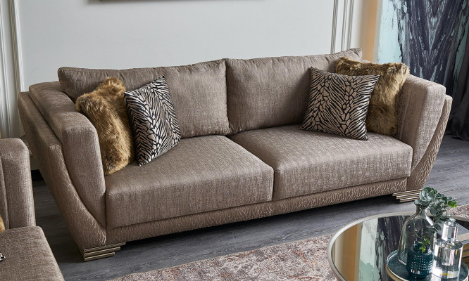 Luxury Three Seater Couch Sofa 3 Seater Brown Fabric Fabric Sofa Upholstered Sofa