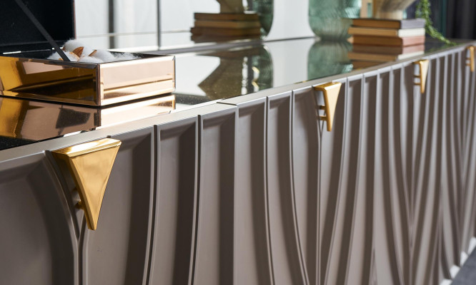 Sideboard Suite Sideboard with Mirror Dining room Wood Brown Wardrobe