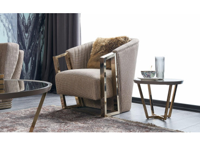 Modern Armchair Single Seater Fabric Living room Brown Upholstery Seater Seat