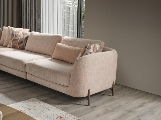Living room Set 6pcs Suite Corner sofa U-shape Wood Coffee table Luxury Furnishings