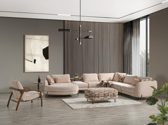 Modern Living room Sofa Suite Corner sofa 2x Side table Furniture Armchair new