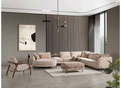 Modern Living room Sofa Suite Corner sofa 2x Side table Furniture Armchair new