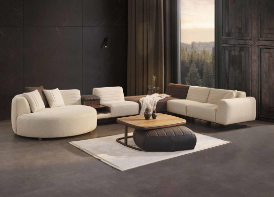 Living room Set Corner sofa U-shape Sofa Couch Luxury Coffee table Modern Stool