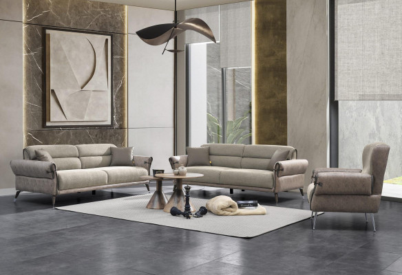 Living room luxury set 3 pieces 2x sofa three-seater Furnishings Armchair Upholstered furniture