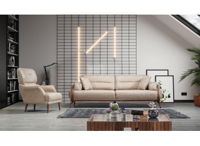 Sofa Suite 2-piece Living room Sofa Three-seater Designer Armchair Luxury Upholstered furniture