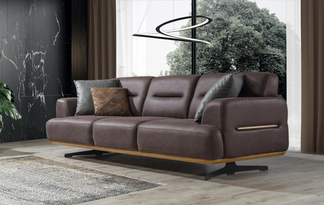 Brown Sofa Living room Couch Three Seater Luxury Furnishings Upholstery Furniture