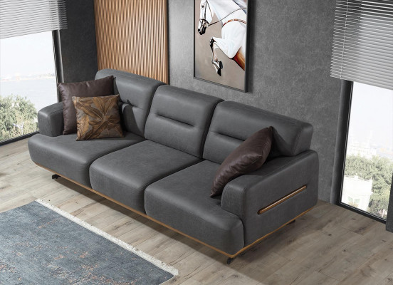 Luxury Gray Sofa Couch Three Seater Upholstery Furniture Living room Furnishings Designer