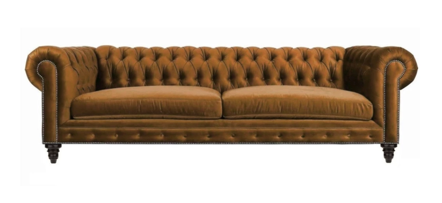 Chesterfield Three Seater Creative Furniture Textile Fabric Orange new Living room Modern
