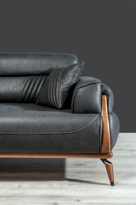 Black Three Seater Sofa Luxury Upholstered Sofas Designer Furniture Living room