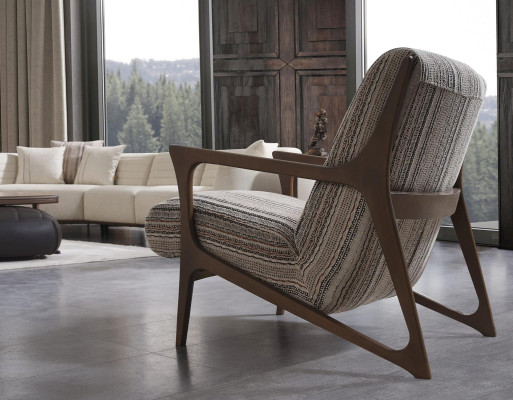 Braun Armchair Upholstery Furniture Living room Wood Furnishings Luxury Textile new
