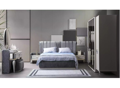 Design Bedroom Set 6 pcs. Bed Complete Console Bedside table Wardrobe
