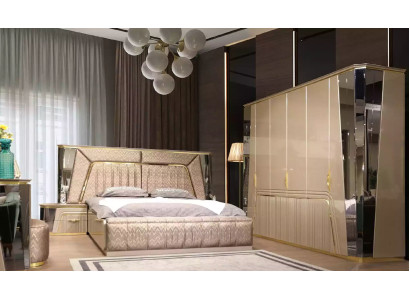 Bedroom Set 4 pcs Complete's Bed 2x Bedside tables Wardrobe Luxury