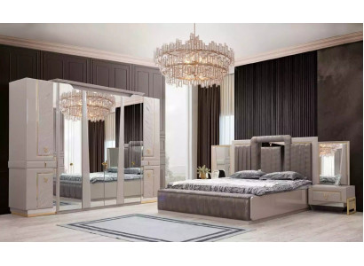 Bedroom Set 4 pcs Design Modern Luxury Furnishings Bed 2x Bedside table