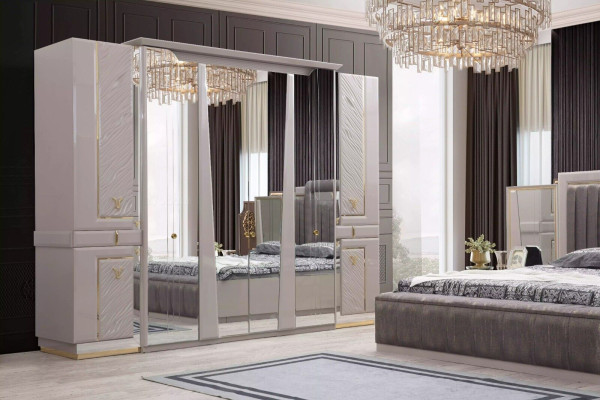 Bedroom Set 4 pcs Design Modern Luxury Furnishings Bed 2x Bedside table