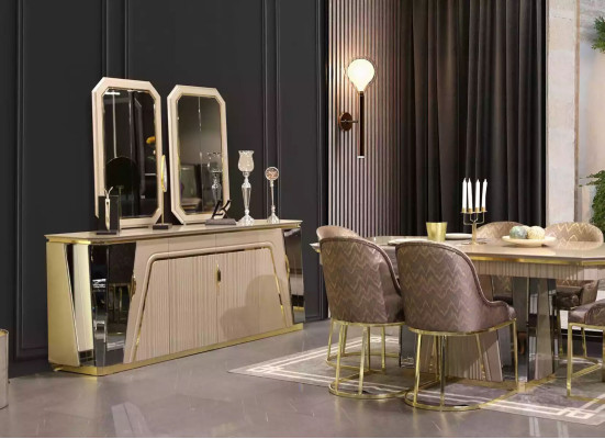 Modern Dining room Set Dining table Sideboard with Mirror new Luxury Furnishings new