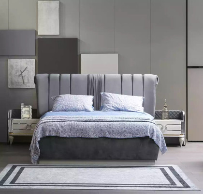 Bed 2x Bedside tables Bedroom Set Modern Designer Luxury Complete 3 pcs.